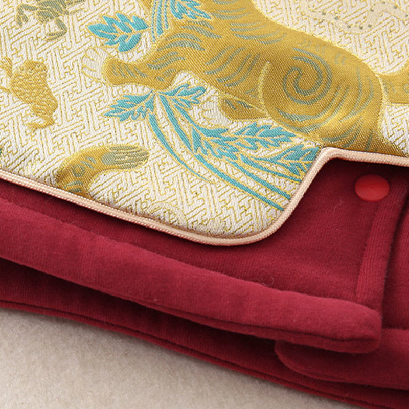 Buddha Stones 2Pcs Winter Cute Tiger Design Baby Toddler Boy Cotton Long Sleeve Tang Suit Elastic Waist Pants With Pockets Outfit Sets - image 9