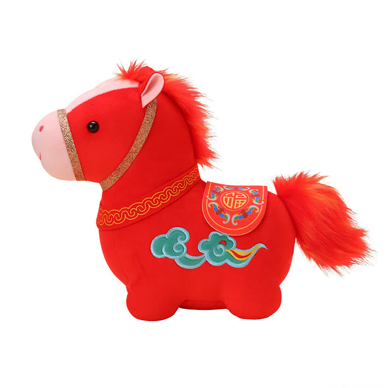 Buddha Stones Year Of The Horse Auspicious Cloud Pattern Stuffed Red Pony Plush Doll Home Decoration - image 11