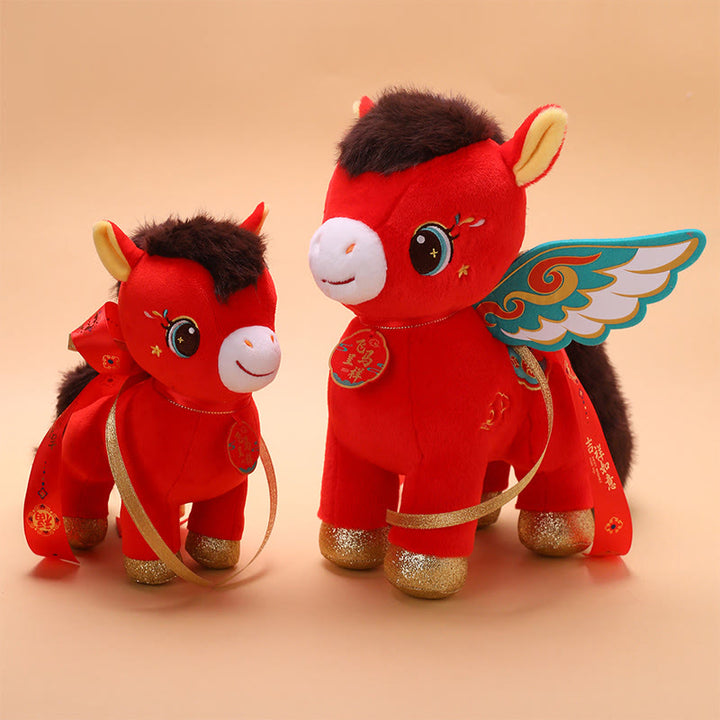 Buddha Stones Year Of The Horse Auspicious Cloud Pattern Winged Horse Plush Doll Energy Home Decoration - image 10