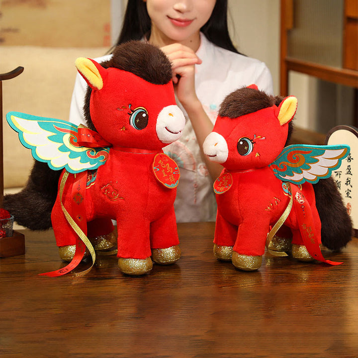 Buddha Stones Year Of The Horse Auspicious Cloud Pattern Winged Horse Plush Doll Energy Home Decoration - image 6