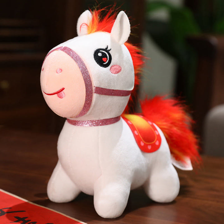 Buddha Stones Year Of The Horse Cute Pony Plush Doll Energy Home Decoration - White - 20cm(Measured from ear to foot) - image 9