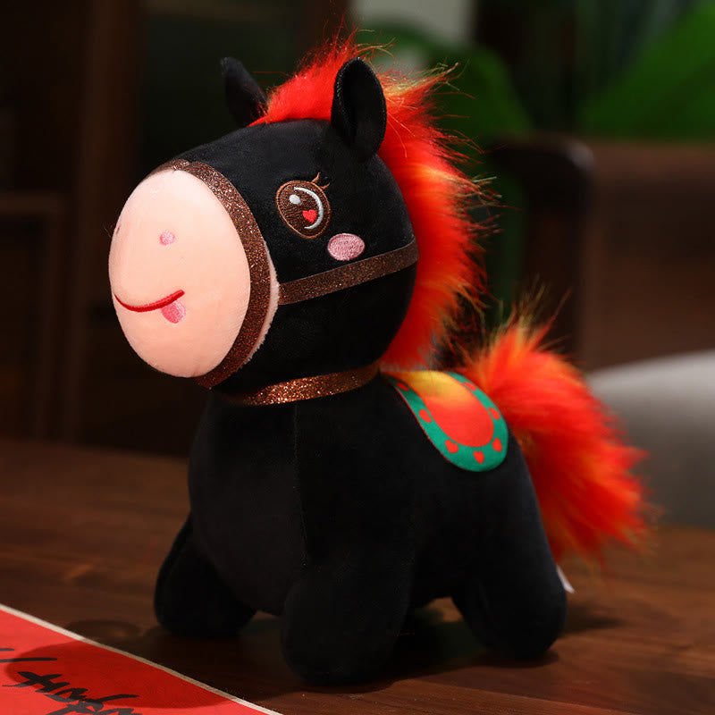 Buddha Stones Year Of The Horse Cute Pony Plush Doll Energy Home Decoration - Black - 20cm(Measured from ear to foot) - image 8
