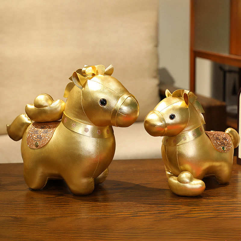 Buddha Stones Year Of The Horse Gold Ingot Cute Pony Doll Prosperity Home Decoration - image 6