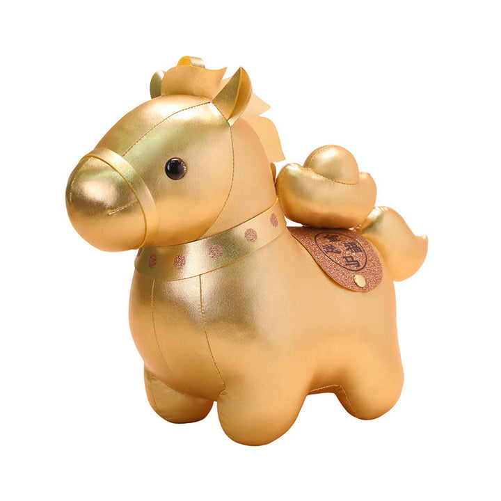 Buddha Stones Year Of The Horse Gold Ingot Cute Pony Doll Prosperity Home Decoration - image 3
