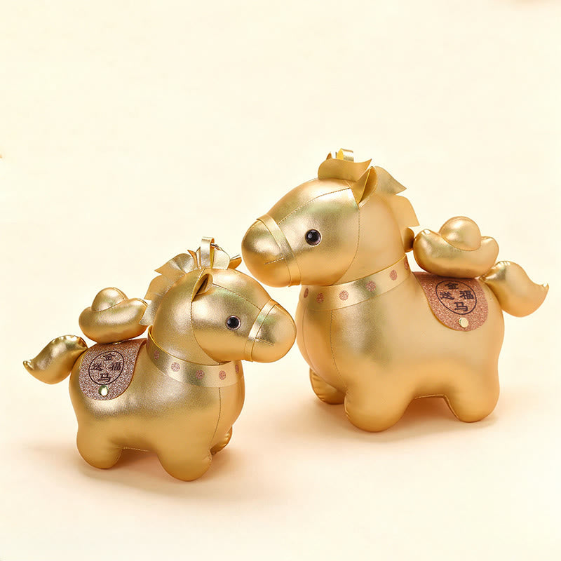 Buddha Stones Year Of The Horse Gold Ingot Cute Pony Doll Prosperity Home Decoration - image 9