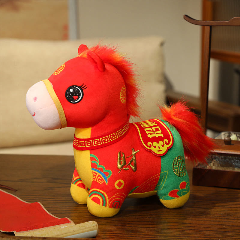 Buddha Stones Year Of The Horse Patchwork Pony Plush Doll Blessings Prosperity Home Decoration - Wealth Horse - 30cm(Measured from ear to foot) - image 4