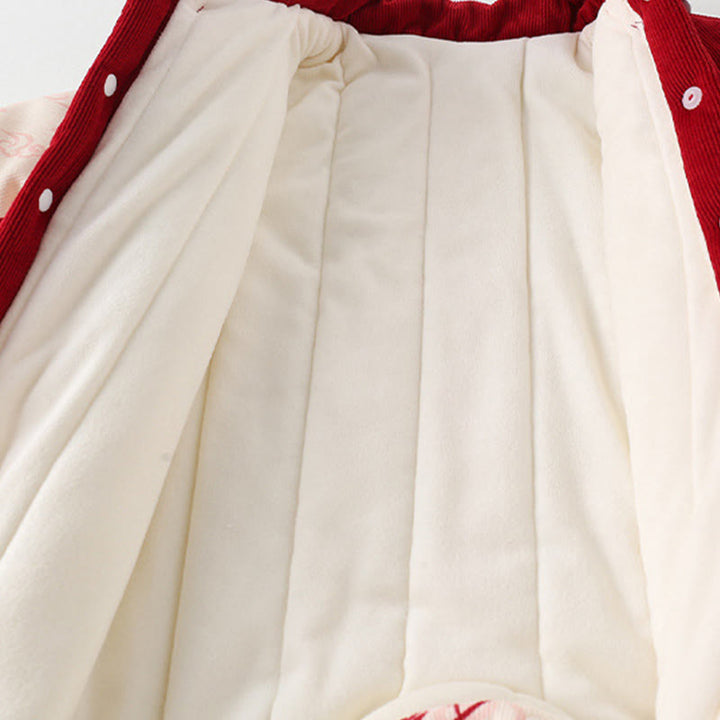 Buddha Stones Winter Butterfly Auspicious Clouds Design Baby Girl Cotton Long Sleeve One-pieces Rompers - image 6