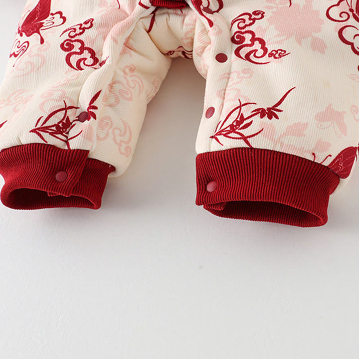 Buddha Stones Winter Butterfly Auspicious Clouds Design Baby Girl Cotton Long Sleeve One-pieces Rompers - image 9