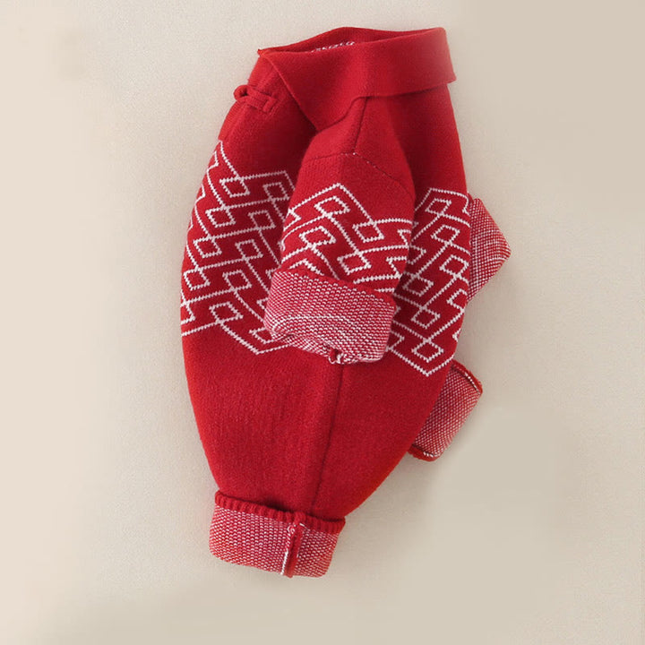 Buddha Stones Fall Winter Red Diamond Pattern Baby Girl Long Sleeve Knitted One-pieces Rompers - image 5