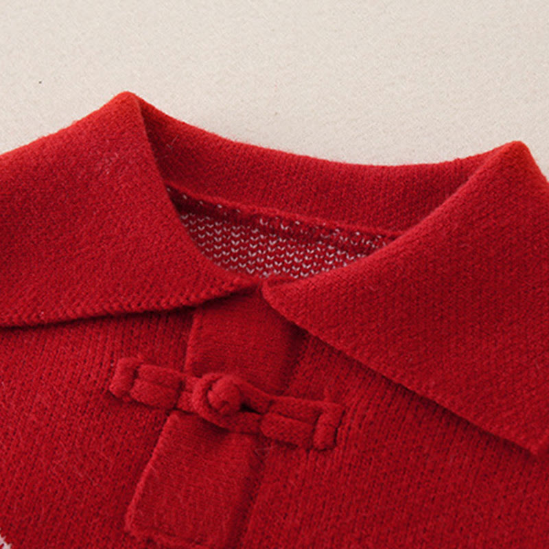 Buddha Stones Fall Winter Red Diamond Pattern Baby Girl Long Sleeve Knitted One-pieces Rompers - image 6