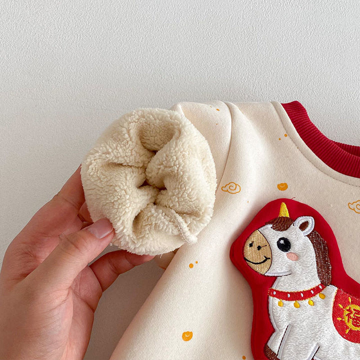 Buddha Stones Winter Year of the Horse Design Baby Girl Boy Cotton Long Sleeve One-pieces Rompers - image 7