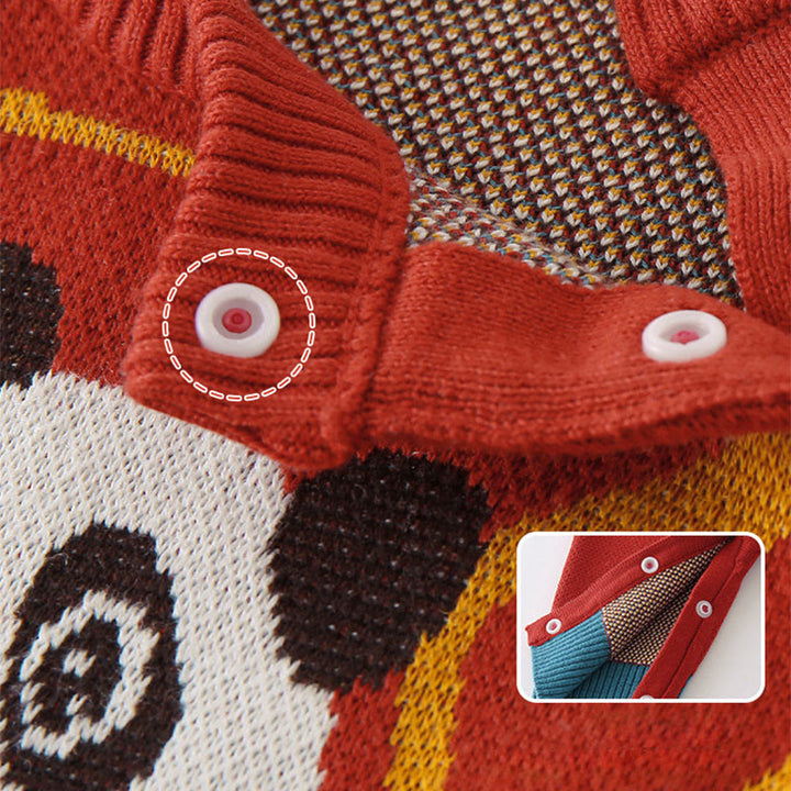 Buddha Stones Fall Winter Red Panda Pattern Baby Boy Girl Cotton Long Sleeve Knitted One-pieces Rompers - image 5