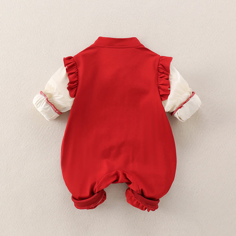 Buddha Stones Spring Fall Red Cute Year of the Horse Pony Design Baby Girl Cotton Long Sleeve One-pieces Rompers - image 2