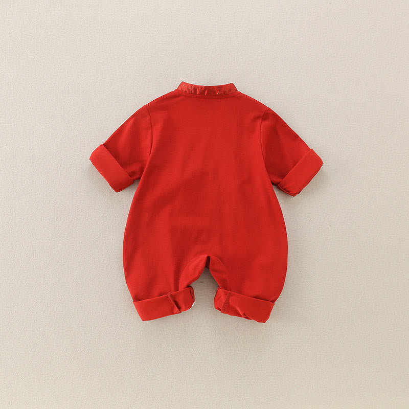 Buddha Stones Spring Fall Red Little Person Design Baby Girl Cotton Long Sleeve One-pieces Rompers - image 4