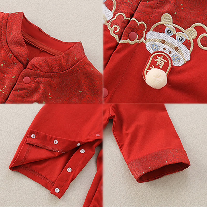 Buddha Stones Spring Fall Red Little Person Design Baby Girl Cotton Long Sleeve One-pieces Rompers - image 7