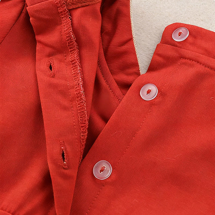 Buddha Stones Spring Fall Red Rabbit Design Baby Girl Cotton Long Sleeve One-pieces Rompers - image 6