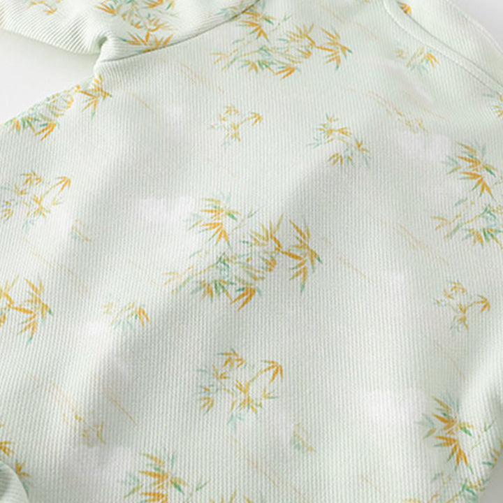 Buddha Stones Spring Fall Bamboo Flowers Design Baby Girl Cotton Long Sleeve One-pieces Rompers - image 9