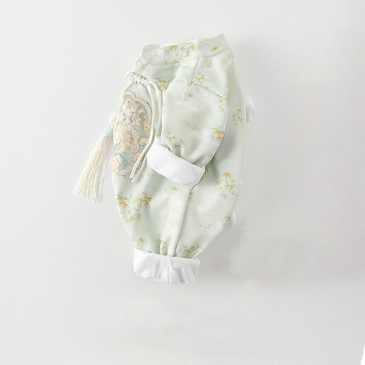 Buddha Stones Spring Fall Bamboo Flowers Design Baby Girl Cotton Long Sleeve One-pieces Rompers - image 4