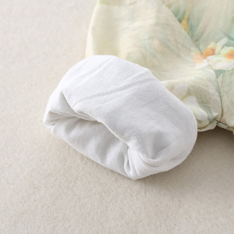 Buddha Stones Spring Fall Beige Flowers Green Grass Design Baby Girl Cotton Long Sleeve One-pieces Rompers - image 15