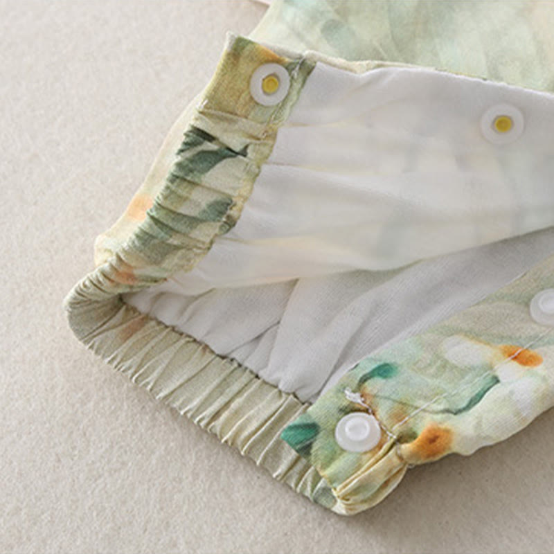 Buddha Stones Spring Fall Beige Flowers Green Grass Design Baby Girl Cotton Long Sleeve One-pieces Rompers - image 12