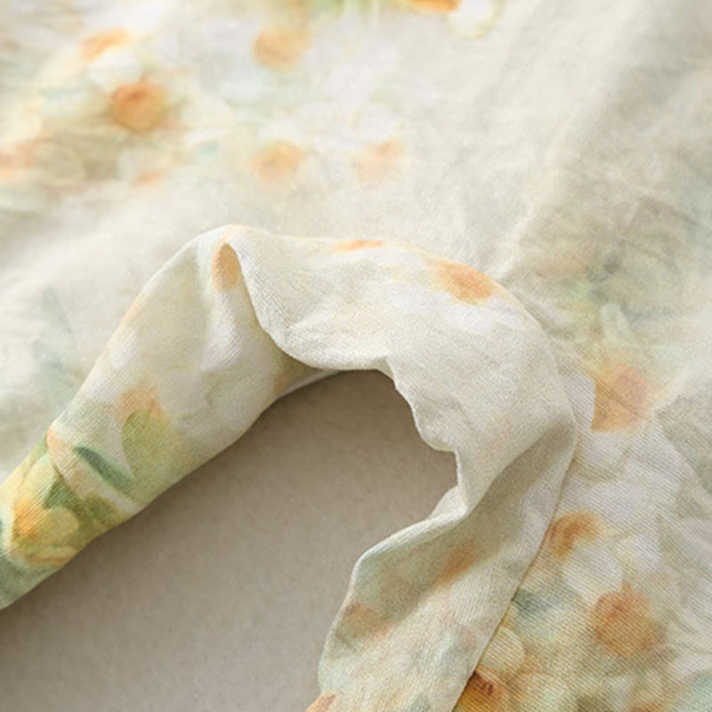 Buddha Stones Spring Fall Beige Flowers Green Grass Design Baby Girl Cotton Long Sleeve One-pieces Rompers - image 11