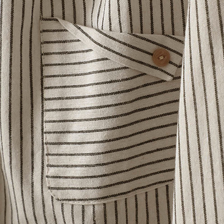 Buddha Stones Fall Stripe Stand Collar Buttons Women's Long Sleeve Shirt With Pocket - image 7