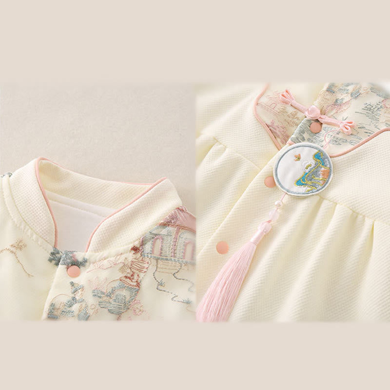 Buddha Stones Spring Fall Pavilion Design Baby Girl Cotton Long Sleeve One-pieces Rompers - image 11