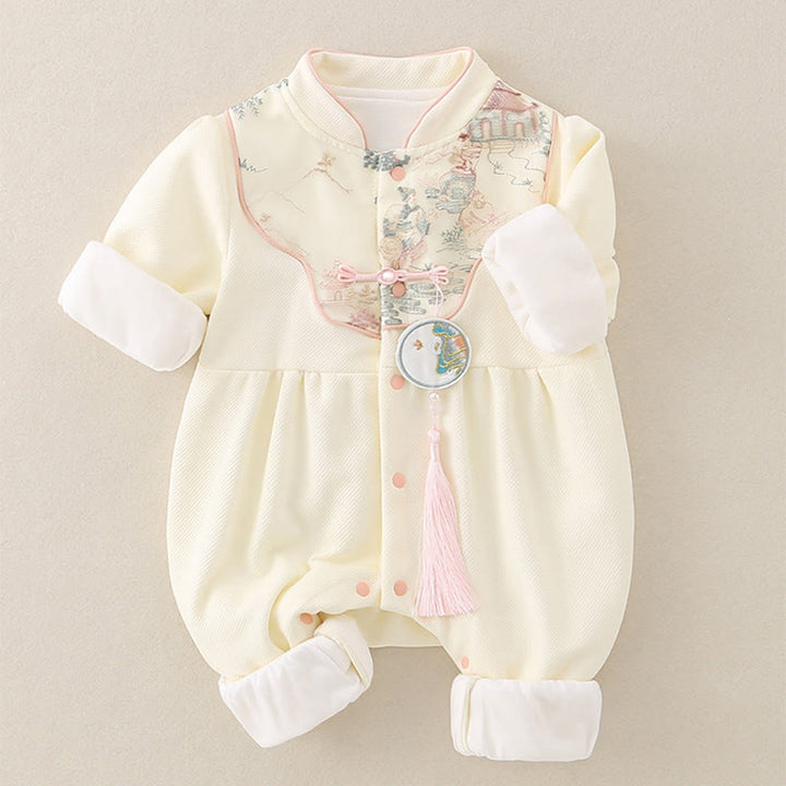 Buddha Stones Spring Fall Pavilion Design Baby Girl Cotton Long Sleeve One-pieces Rompers - image 2