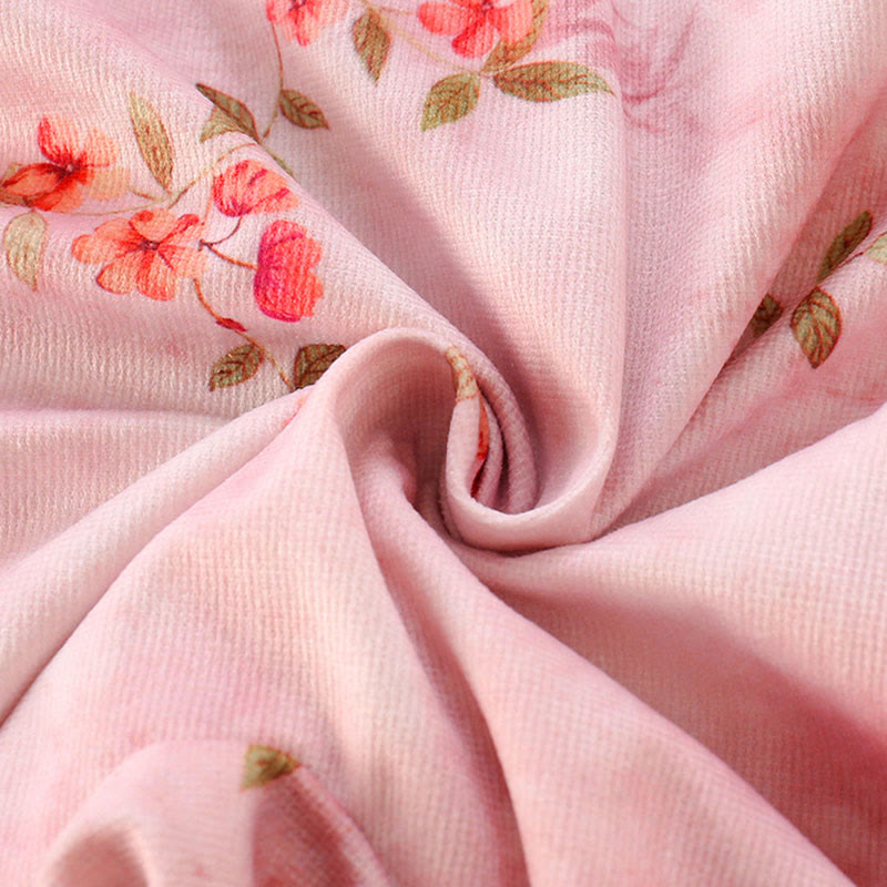 Buddha Stones Spring Fall Pink Red Flowers Green Leaves Design Baby Girl Cotton Long Sleeve One-pieces Rompers - image 7