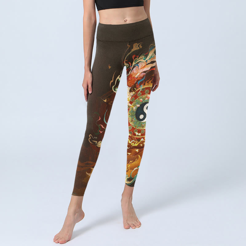 Buddha Stones Colorful Fairy Yin Yang Flame Camel Goat Flower Pattern Gym Leggings Women's Yoga Pants - image 5