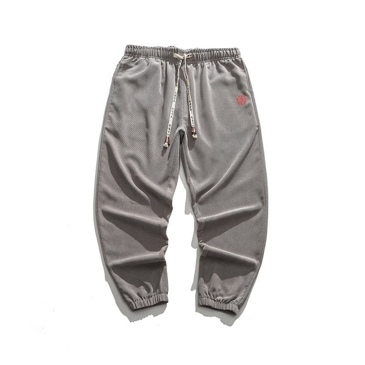 Buddha Stones Fall Plain Corduroy Embroidery Design Men's Harem Pants With Pockets - image 23