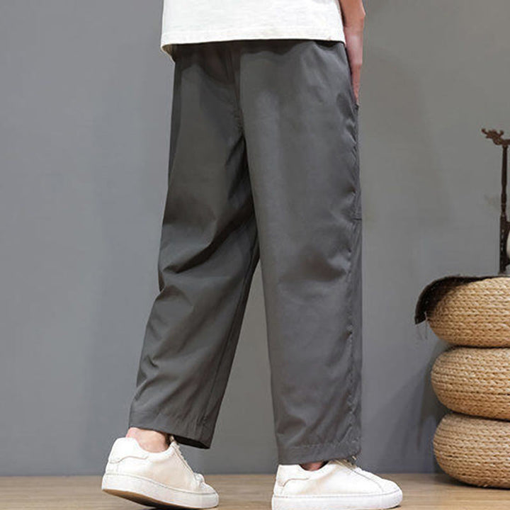 Buddha Stones Summer Solid Color Drawstring Straight Leg 7-8 Length Men's Pants With Pockets - image 12