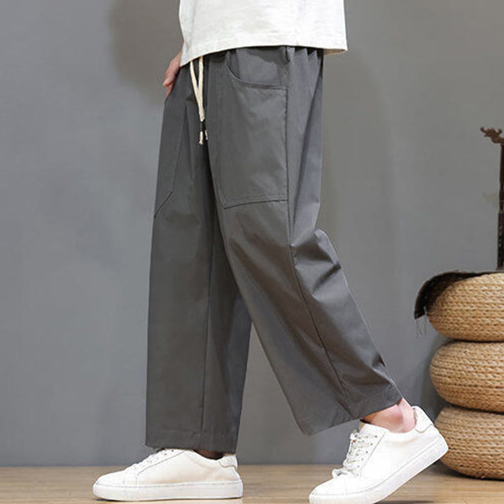 Buddha Stones Summer Solid Color Drawstring Straight Leg 7-8 Length Men's Pants With Pockets - image 11