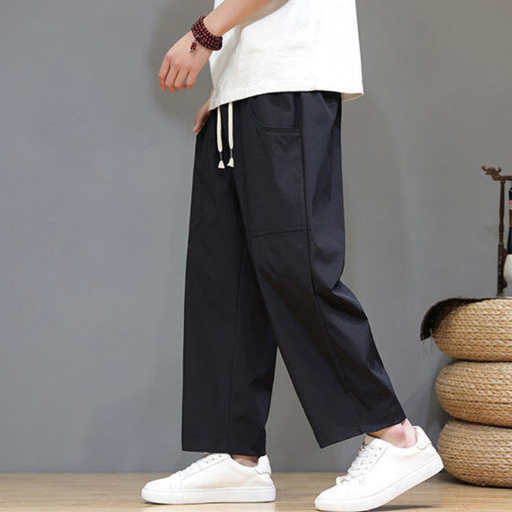Buddha Stones Summer Solid Color Drawstring Straight Leg 7-8 Length Men's Pants With Pockets - image 21