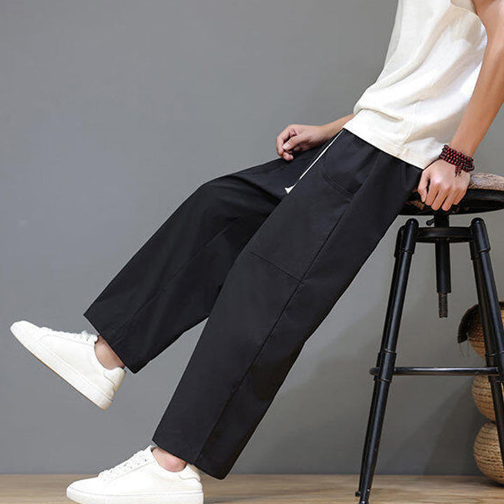 Buddha Stones Summer Solid Color Drawstring Straight Leg 7-8 Length Men's Pants With Pockets - image 23