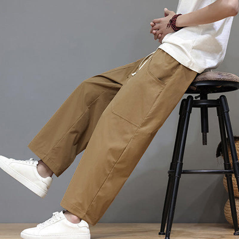 Buddha Stones Summer Solid Color Drawstring Straight Leg 7-8 Length Men's Pants With Pockets - image 31
