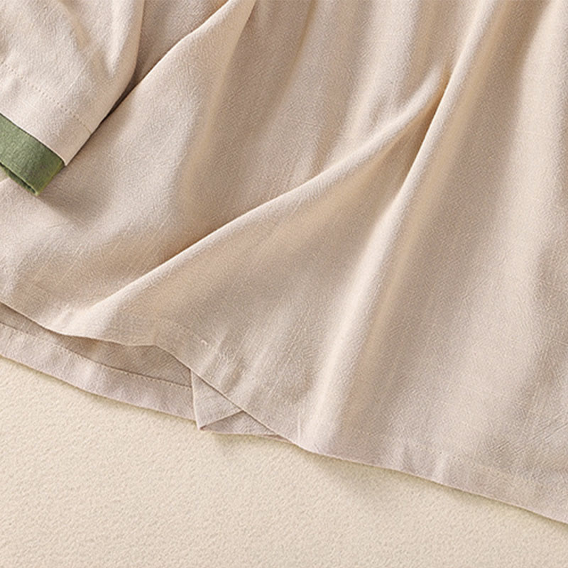 Buddha Stones Retro Lace-up Frog-Button Design Women's Three Quarter Sleeve Cotton Linen Shirt - image 13