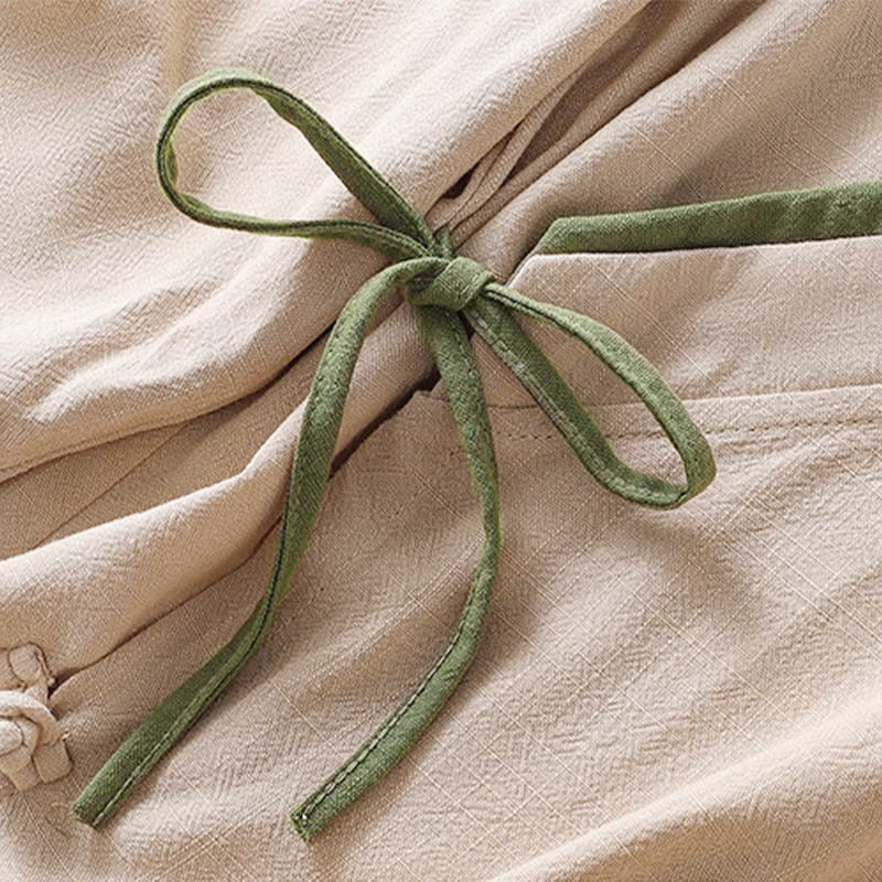 Buddha Stones Retro Lace-up Frog-Button Design Women's Three Quarter Sleeve Cotton Linen Shirt - image 7