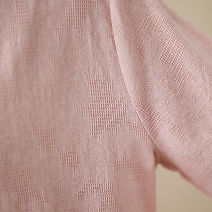 Buddha Stones Spring Plain Embroidered Flower Pattern Button Women's Long Sleeve Cotton Lapel Shirt - image 20