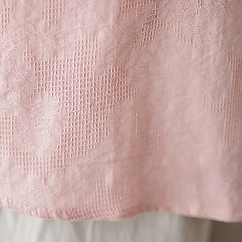 Buddha Stones Spring Plain Embroidered Flower Pattern Button Women's Long Sleeve Cotton Lapel Shirt - image 21