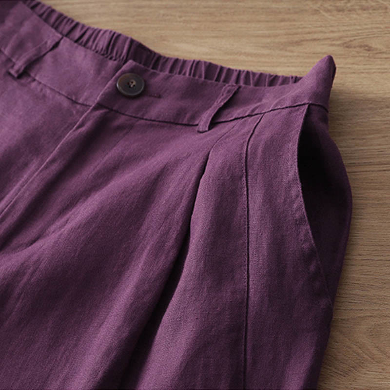 Buddha Stones Women's Fall Commute Solid Color Zipper Design Cotton Wide Leg Pants With Pockets - image 32