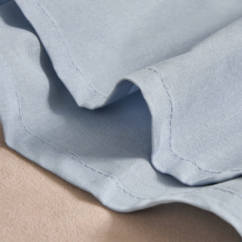 Buddha Stones Fall Solid Color Buttons Design Three Quarter Sleeve Cotton Women's Midi Dress With Pockets - image 4