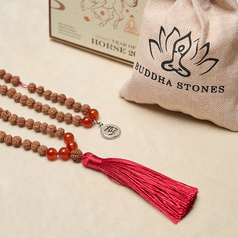 Buddha Stones Tibetan 108 Beads Bodhi Seed Om Symbol Charm Tassel Wealth Auspiciousness Mala - image 5