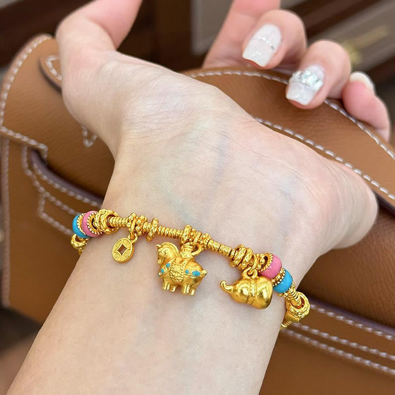 Buddha Stones Year Of The Horse Gourd Copper Coin Copper Balance Bracelet - image 3