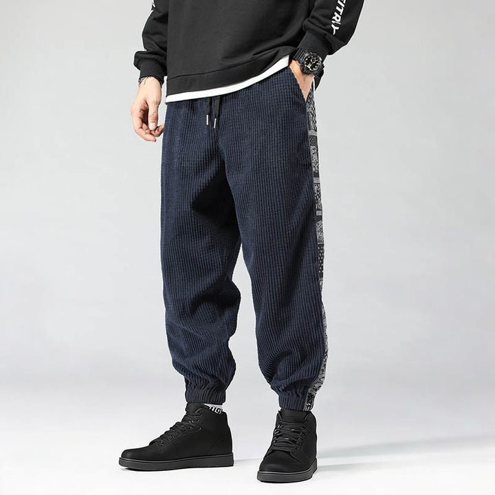 Buddha Stones Fall Solid Drawstring Side Paisley Pattern Straight Leg Ankle-length Corduroy Men's Pants With Pockets - SteelBlue - US/UK/AU46，EU56 (5XL) - image 27