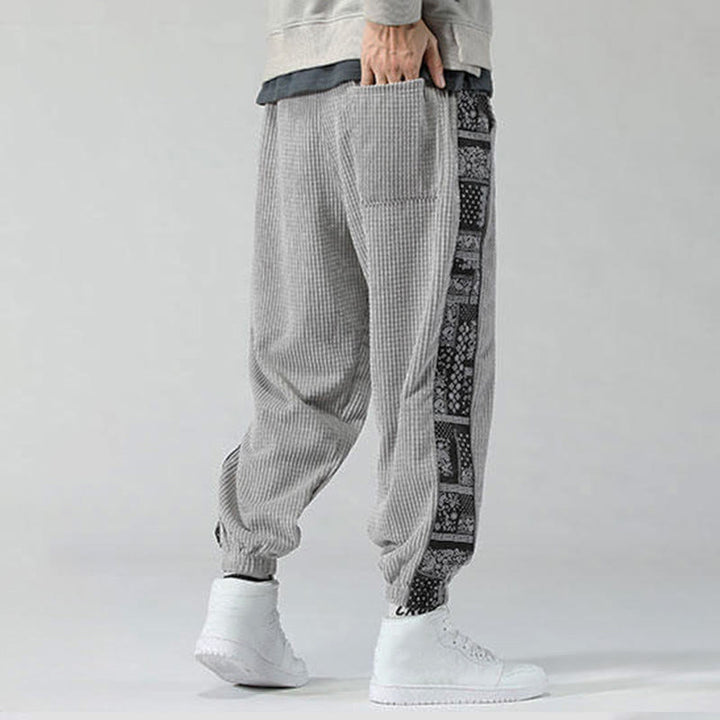 Buddha Stones Fall Solid Drawstring Side Paisley Pattern Straight Leg Ankle-length Corduroy Men's Pants With Pockets - image 16