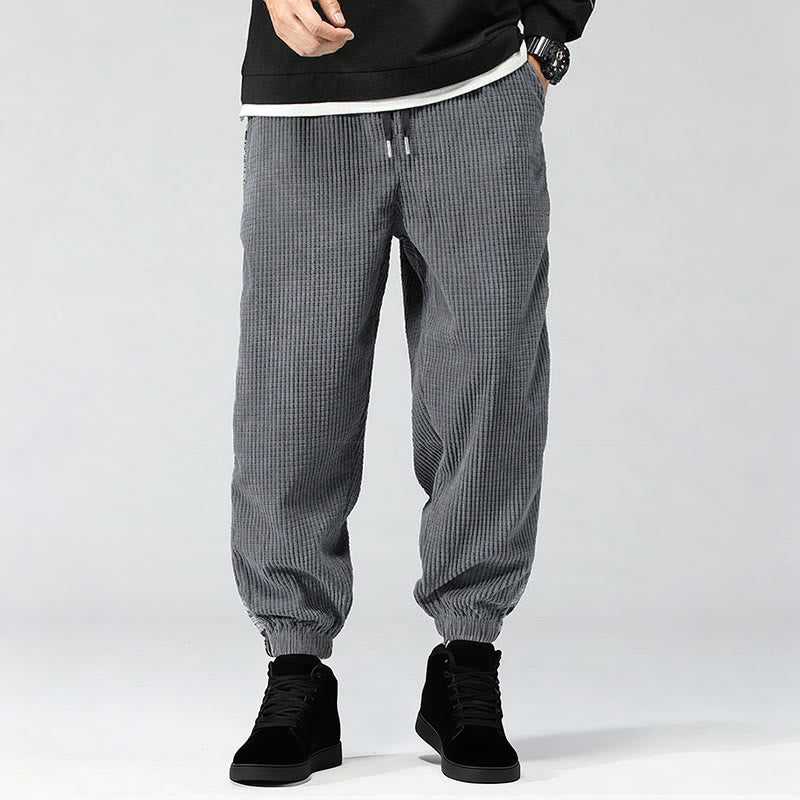 Buddha Stones Fall Solid Drawstring Side Paisley Pattern Straight Leg Ankle-length Corduroy Men's Pants With Pockets - image 20