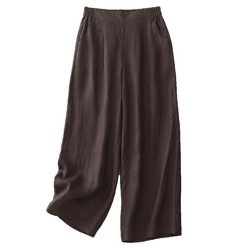 Buddha Stones Women's Spring Plain Simple 7-8 Length Cotton Pants With Pockets - image 5