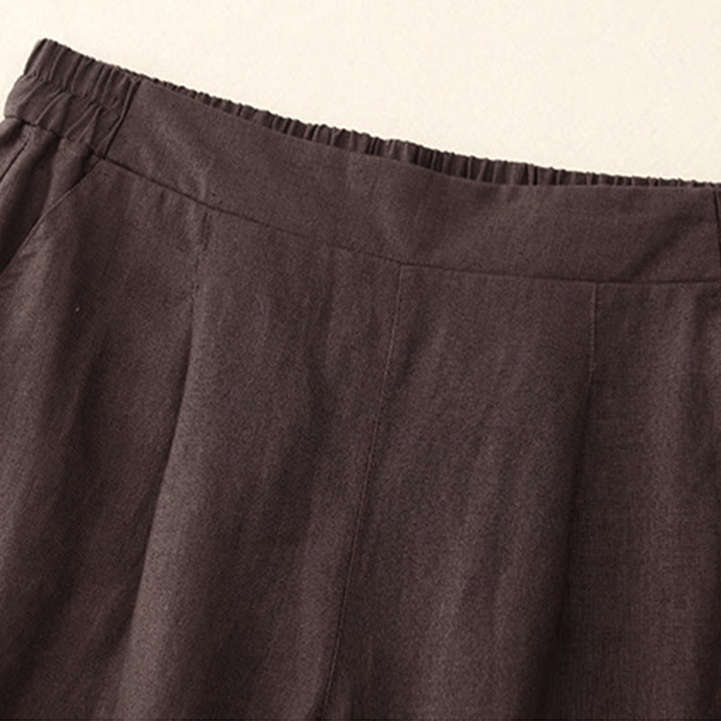 Buddha Stones Women's Spring Plain Simple 7-8 Length Cotton Pants With Pockets - image 1