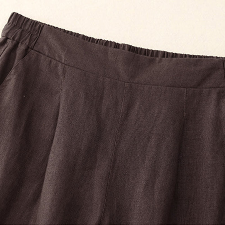 Buddha Stones Women's Spring Plain Simple 7-8 Length Cotton Pants With Pockets - image 1